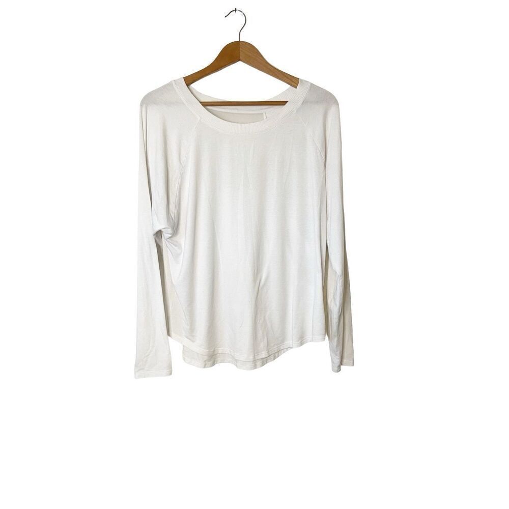 Athleta White Topanga Mesh Back Long Sleeve Athletic Top Size Large